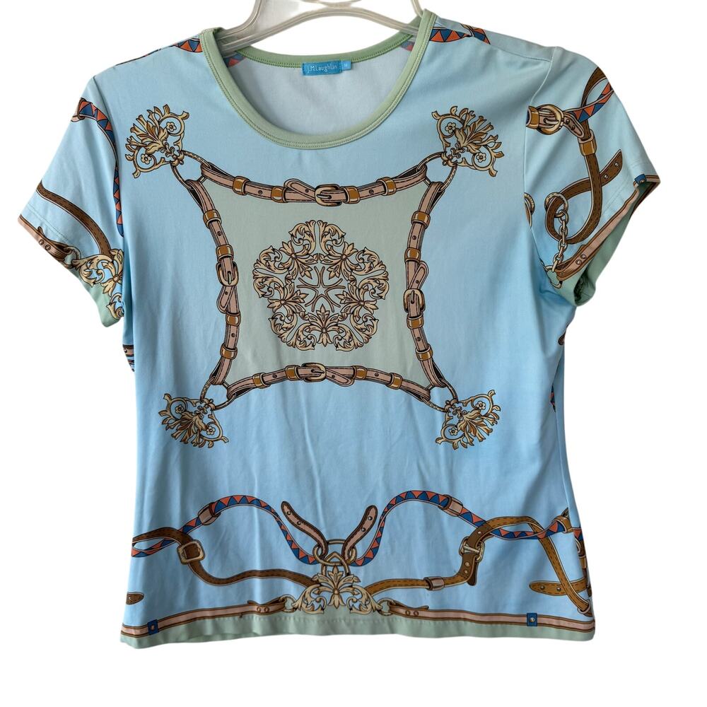 J. McLaughlin Catalina Cloth Blue Crewneck Tee size M